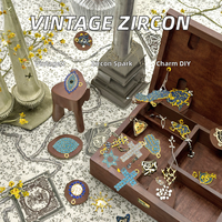 Pendentif Fleur Croix Classique Vintage en Zircon, Sertissage Bezel, Breloque en Alliage pour DIY