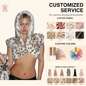 Women Leopard Print Faux Fur Cropped Vest <b>Hooded</b> Sleeveless Furry Crop <b>Gilet</b> Y2K Streetwear - Product Image 1