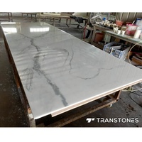 Meilleure qualité d'usine, pierre artificielle en marbre blanc, faux albâtre, surface solide, plaque pour décoration murale, carrelage de sol