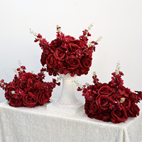 Bouquet de fleurs artificielles en soie rouge bordeaux 80/70/60/40cm pour centres de table de mariage et décorations de scène événementielle