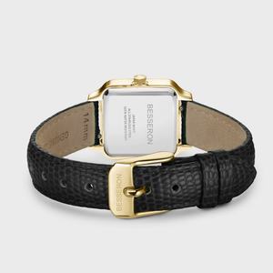 Montres-bracelets minimalistes pour filles, nouvelle arrivée OEM ODM, cadran carré vert, montre à quartz analogique, bracelet en cuir noir fin - Product Image 6