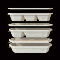 Conteneur alimentaire jetable biodégradable en amidon de maïs + PP, anti-fuite, haute résistance, 500 ml, 440 ml, 470 ml, boîte à lunch multi-compartiments, micro-ondes