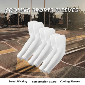 Manchons de bras unisexes personnalisés OEM pour le basketball et le cyclisme, blancs, protection anti-UV pour adultes, en Spandex et Polyester, teinture unie, articles en stock - Product Image 2