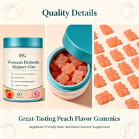 SYC BIO Gummies Probiotiques pour Femmes à l'Orme Rouge – Soutien Naturel de l'Équilibre Microbiotique – 60 Unités – Saveur Pêche – Marque Privée OEM ODM