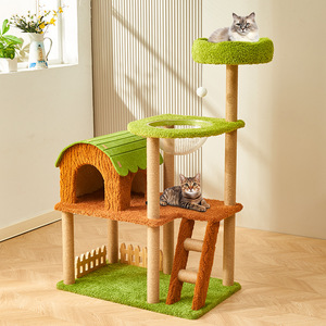 Árbol para gatos Jungle Park, estructura de escalada para gatos de 4 niveles, tela resistente, con poste rascador y cama para gatos de interior. - Product Image 1