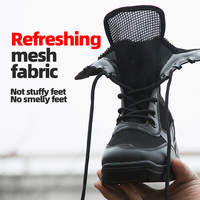 Bottes d'été pour l'extérieur, respirantes, en mesh, bottes tactiques pour hommes et femmes, noires, à tige haute, légères