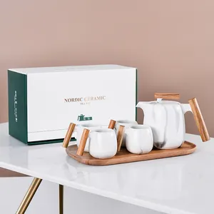 Conjunto de xícara de chá de cerâmica personalizado, conjunto de chá e café de porcelana fosca, conjuntos de chá de cerâmica
