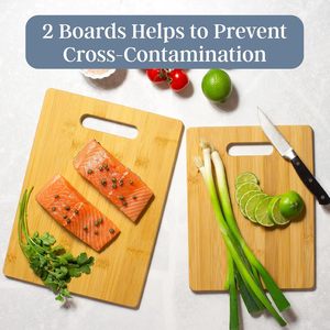 Bamboo Cutting Board <b>Set</b> 33x24cm 28x21.6cm With Handle For Kitchen Use - Product Image 2