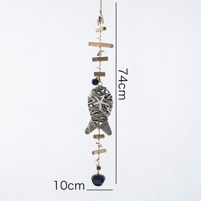 Grand pendentif cloche plat en rotin tressé