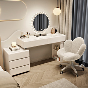 Tocador de Maquillaje Multiusos con Espejo LED, Cajones y <span class=keywords><strong>Taburete</strong></span>, Mueble de Maquillaje para Hotel y Dormitorio - Product Image 6