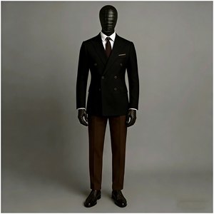 <span class=keywords><strong>Ensemble</strong></span> de costumes pour hommes 2 pièces, veste champagne, pantalon marron, double boutonnage, revers pointus, formel, business, décontracté, tenues de marié - Product Image 2