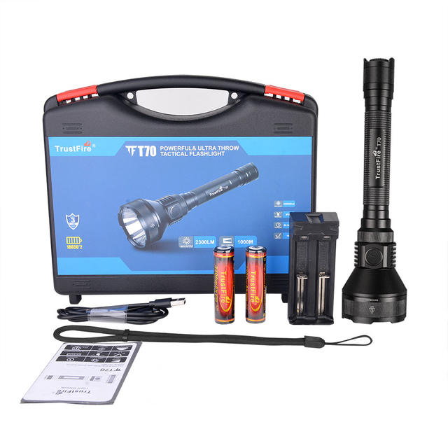 Trustfire Super Bright 2300LM Tactical LED Hunting Flashlight Long Beam Range 1000 Meters Waterproof Torch Light for Outdoor