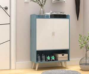 <span class=keywords><strong>Meuble</strong></span> à chaussures 2 portes en bois, multifonctionnel, idéal pour le salon - Product Image 6