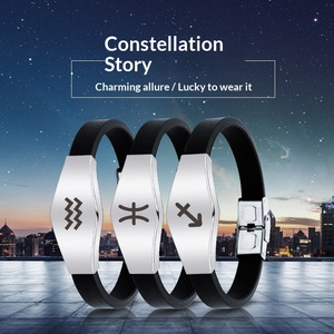 Bracelets en silicone sportifs personnalisés avec signe du zodiaque, style européen et américain, tendance, pour hommes, femmes et couples, en stock - Product Image 1