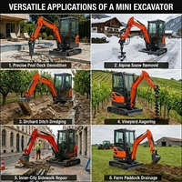 Mini-excavatrice de 2,5 tonnes avec accessoires, moteur Kubota EPA, mini-excavatrice sur chenilles, mini-pelleuse, haute efficacité, construction, agriculture