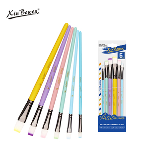 Juego de 6 Pinceles para Acuarela/Acrílico/Pintura al Óleo, Mangos de Madera Duraderos, Pelo de Nailon, 4 Formas, Diseño Colorido - 25.5x8.6cm - Product Image 3