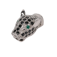 Entretoises micro-pavées en laiton, perles tête de léopard yeux verts, entretoises micro-serties, fournitures et matériaux pour la fabrication de bijoux DIY