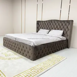 Factory direct modern double bed fabric beds frame modern Italian leather luxury double king size bed