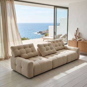 Divano in Pelle a Tre Posti di Ultima Generazione, Schienale Regolabile, Imbottitura in Spugna, <span class=keywords><strong>Design</strong></span> Moderno e Lussuoso, Ideale per Appartamenti e <span class=keywords><strong>Hotel</strong></span> - Product Image 2