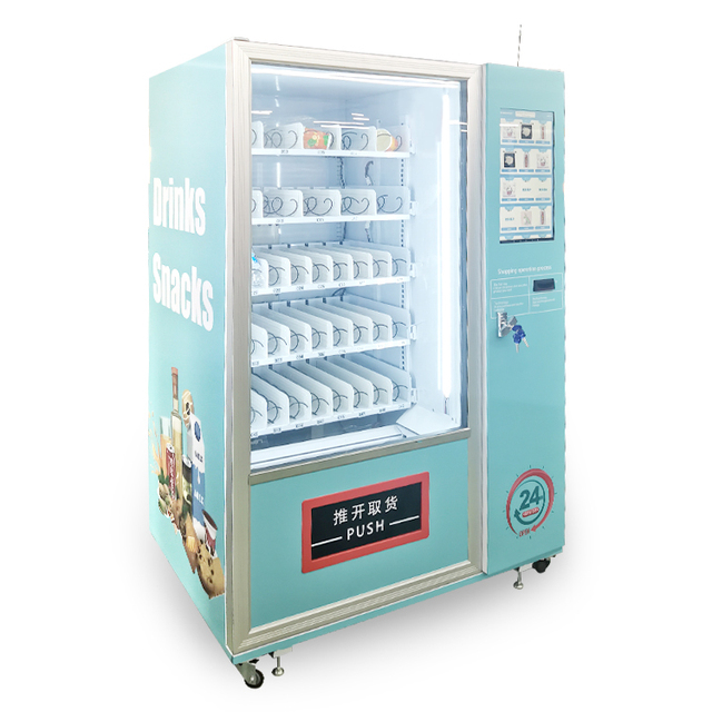 24-Hour Smart Combo Vending Machine for Snacks and Beverages Accepting Credit Cards and Coins for Shopping Malls