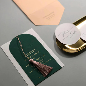 Invitaciones de Boda de Lujo con Relieve y Borlas, Tarjetas de Invitación de Boda Cortadas con Láser con Sobres para Fiestas Empresariales - Product Image 2