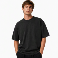 T-shirt Homme 100% Coton 300 g/m² Épais Délavé à l'Acide, Impression Gonflée Personnalisée, Style Vintage Oversize, Haut Streetwear de Haute Qualité