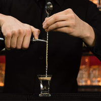 Usine directe barre accessoires outil 18/8 304 acier inoxydable swizzle bâton métal mélange cuillère longue poignée Cocktail Shaker Bar cuillère