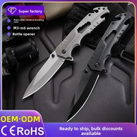 Couteau pliant multifonction en acier inoxydable pour le dropshipping Shopify, outil de survie, couteau de poche pour le camping, auto-défense, emballage en boîte