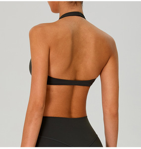 Wholesale Women Halter U Neck Yoga Bra Backless Removable Pad Low Impact Sports Bra Gym Pilates Running Fitness Top - Product Image 2