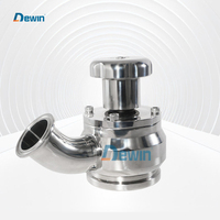Vanne de fond de cuve pneumatique sanitaire, sortie auto-drainante coudée en acier inoxydable 316L pour la fermentation biopharmaceutique