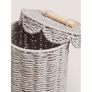 Portarotolo per Carta Igienica <span class=keywords><strong>in</strong></span> <span class=keywords><strong>Vimini</strong></span> di Alta Qualità con Manico <span class=keywords><strong>in</strong></span> Legno, Intrecciato a Mano, Contenitore per Bagno Ecologico - Product Image 2