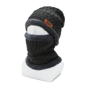 Men's Fleece-Lined Thick Knitted Ski Hat Windproof Warm <b>Winter</b> <b>Cap</b> Adult Black Dark Gray Wine Red - Product Image 1