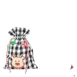Bolsa de Regalo de Tela con Cordón y Logotipo Personalizado, Ecológica, para Decoración Navideña, Alta Calidad - Product Image 1