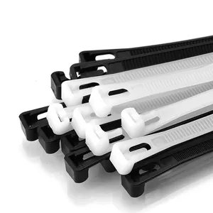 Black or White 4.8mm 7.2mm 7.4mm 15mm Width Reusable Cable Tie Adjustable Nylon Hook and Loop Cable Tie