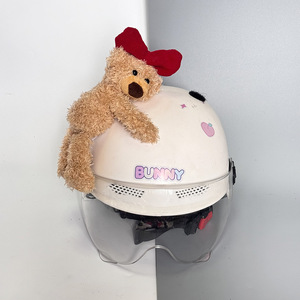 Hiasan Helm Boneka Beruang Teddy dengan Pita Merah, Aksesoris Helm Motor/Ski Model TKZS-021 - Product Image 5