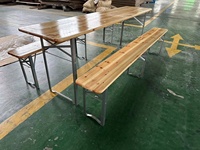 HE-247, ensemble de table à bière pliante en bois pliable moyen/table à bière et banc/jardin en bois/patio/ensemble de table et de chaise d'extérieur