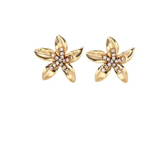 OZE Boucles d'oreilles clous pour femme en acier inoxydable, style européen-américain, luxe léger, motif floral, perles et strass, placage sous vide - Product Image 5