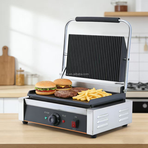 Prensa Eléctrica Individual para Panini de Hierro Fundido, <span class=keywords><strong>Parrilla</strong></span> de Sobremesa para Hamburguesas, Filetes y Tocino - Product Image 4