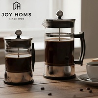 Cafetière à piston en verre, acier inoxydable, 350/600/800/1000 ml, vente en gros, personnalisable, résistante à la chaleur, manuelle, Prensa Francesa