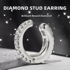 Pendientes de Diamantes Cultivados en Laboratorio, Corte Brillante Redondo, Oro Blanco, Estilo Eternidad, para Bodas, Aniversarios y Fiestas - Product Image 2