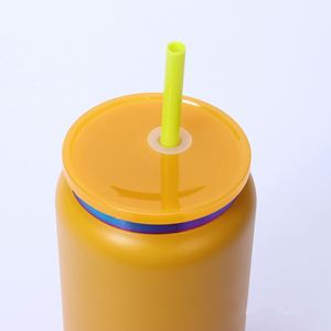 Cross-border 316 Stainless Steel <b>Insulated</b> <b>Cup</b> Double-layer Vacuum Mason Jar Matte Spray-painted Cola Can Simple Straw Children - Product Image 6