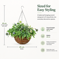 Panier suspendu en paille tressée à la main, en forme de globe, écologique, durable, pour l'intérieur et l'extérieur, décoration rustique, jardinière pour plantes