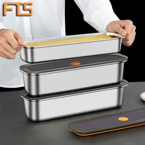 FTS crisper rectangular noodle fridge storage airtight pasta inox supplier 304 stainless steel food container