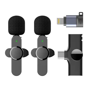 Vikai mikrofon Lavalier Mini nirkabel, Mic kerah hitam Plug Play untuk Youtuber rekaman Live Streaming