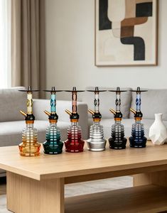 Colored Glass <b>Hookah</b> Modern Shisha <b>Pipe</b> Transparent Base Bowl Stand for Lounge Bar Home Use - Product Image 6