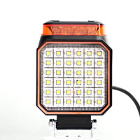 4 Zoll Hellste Quadratische LED-Arbeitsleuchte 12V 24V Flutlicht für LKW und Traktoren mit 360°-Abstrahlwinkel °   Bernsteinfarbenes Blitzwarnlicht