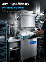 Lave-vaisselle industriel de type capot en acier inoxydable pour divers besoins de cuisines commerciales