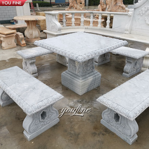 <span class=keywords><strong>Table</strong></span> ronde <span class=keywords><strong>en</strong></span> marbre de <span class=keywords><strong>pierre</strong></span> naturelle sculptée à la main <span class=keywords><strong>pour</strong></span> <span class=keywords><strong>jardin</strong></span> extérieur avec bancs et sièges - Product Image 4