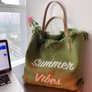 <span class=keywords><strong>Bolso</strong></span> Tote de Gran Capacidad para <span class=keywords><strong>Mujer</strong></span>, para la Playa, Uso Diario, con Correa para el Hombro, Forro de Poliéster, Abierto, para Todas las Temporadas, con Letra Bordada - Product Image 4