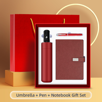 Lieferanten-Geschenkset Kompakter Regenschirm Schwarz Individuelles Logo Stift Echt Langlebig Wiederverwendbar Alltäglich Tragbar Reise-Accessoire